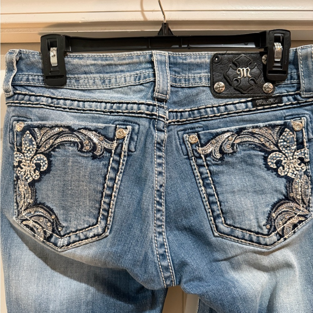 Miss Me Light Blue Distressed Boot Cut Jeans - Picture 3 of 4